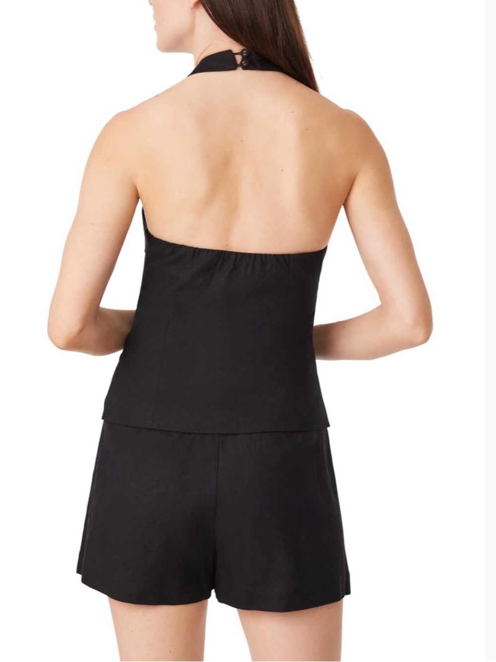 HABITUAL Black Halter VEST TOP button front Classic